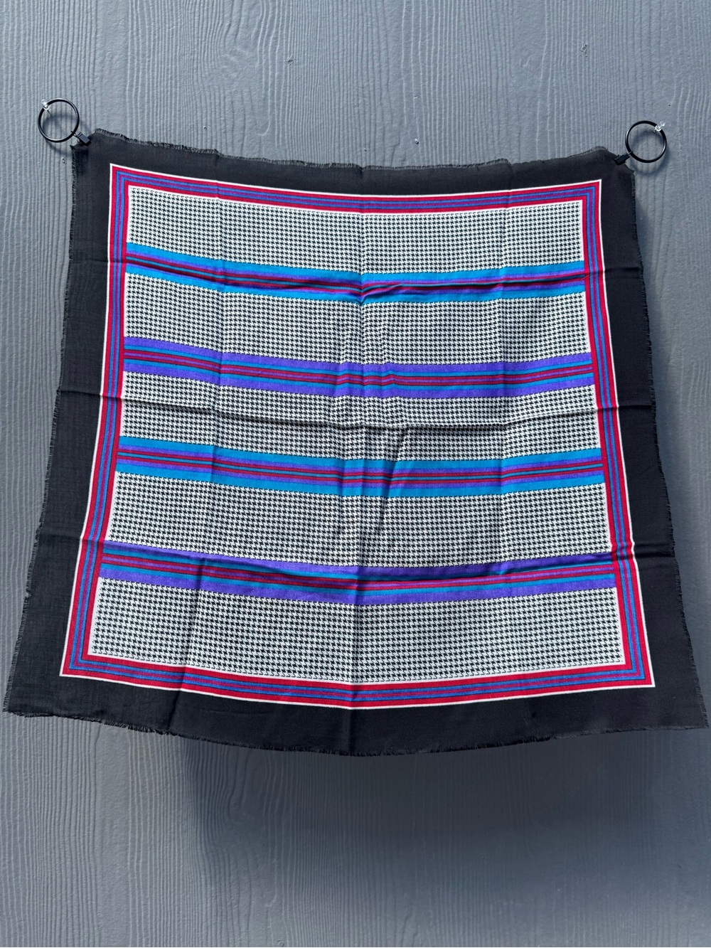 80s Vintage Stripes & Houndstooth Square Scarf